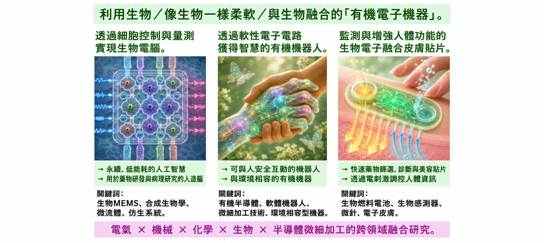 研究概要 — 生物運算與神經工程 / 有機軟性機器人 / 生物醫學工程
